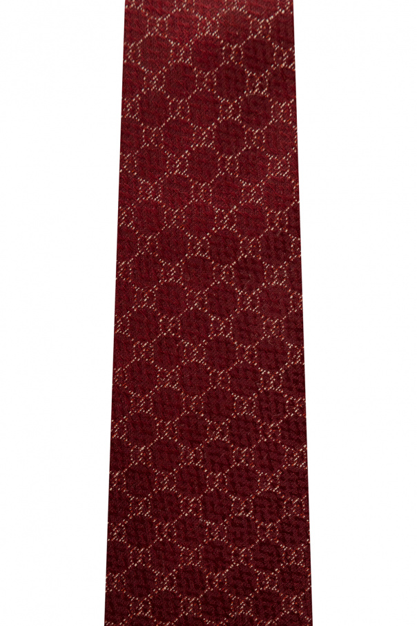 Red Tie with 'GG' pattern Gucci - Gucci stripe-detail